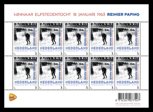 Nederland V3012 Reinier Paping - Elfstedentocht - schaatsen 2013 vel/sheetlet postfris/mnh