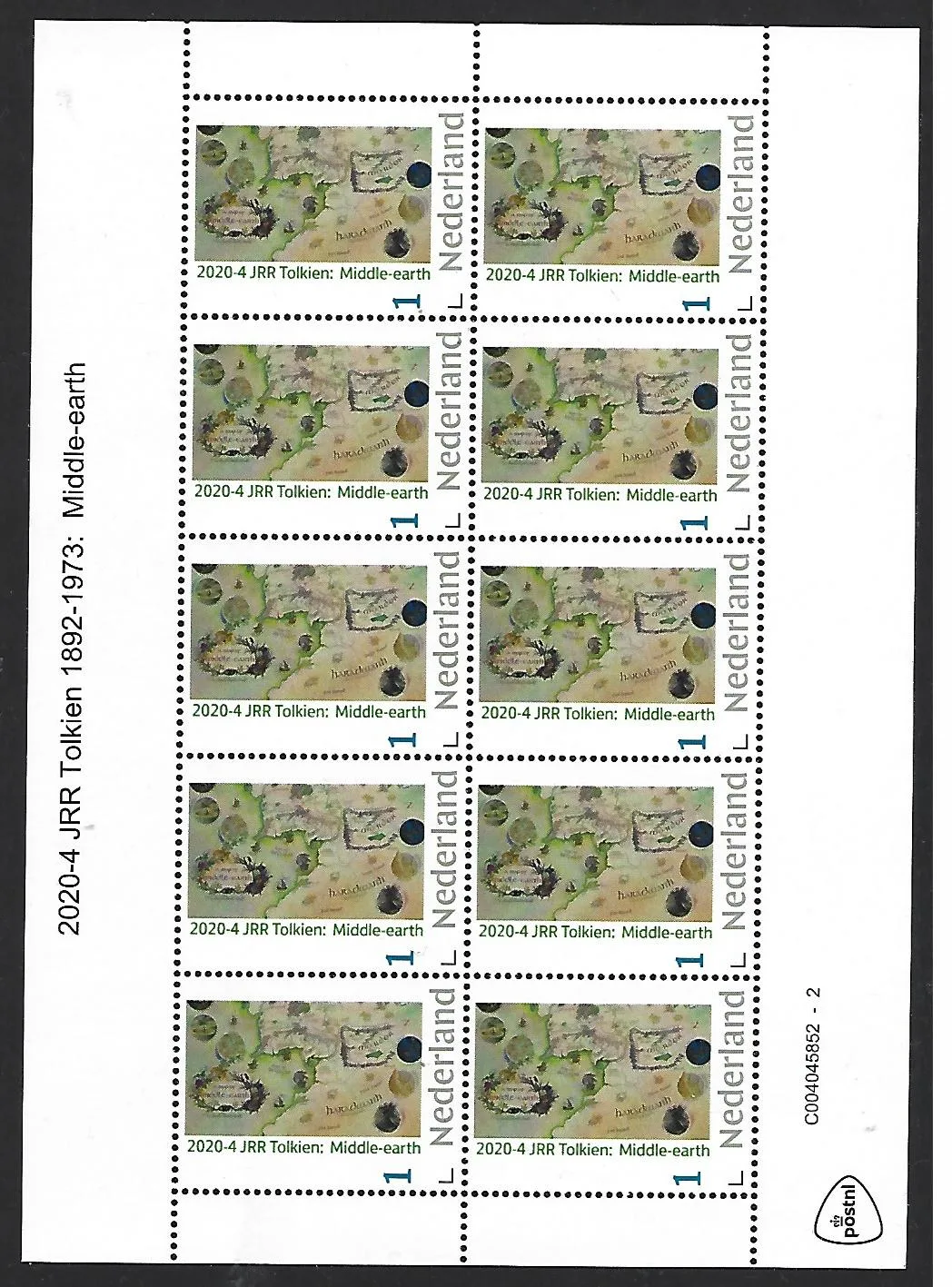 Pays-Bas 2020-4 JRR Tolkien : Terre du Milieu feuillet neuf/mnh
