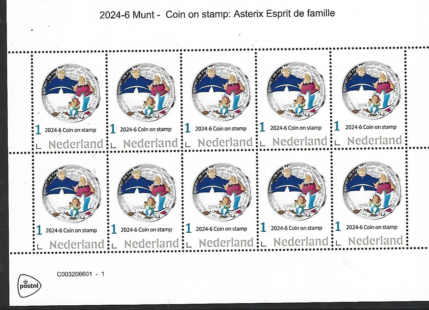 Niederlande 2024-6 Münze coin: Asterix Esprit de famille Kleinbogen postfrisch/mnh