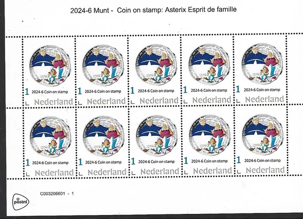 Nederland 2024-6 Munt coin: Asterix Esprit de famille sheetlet postfris/mnh