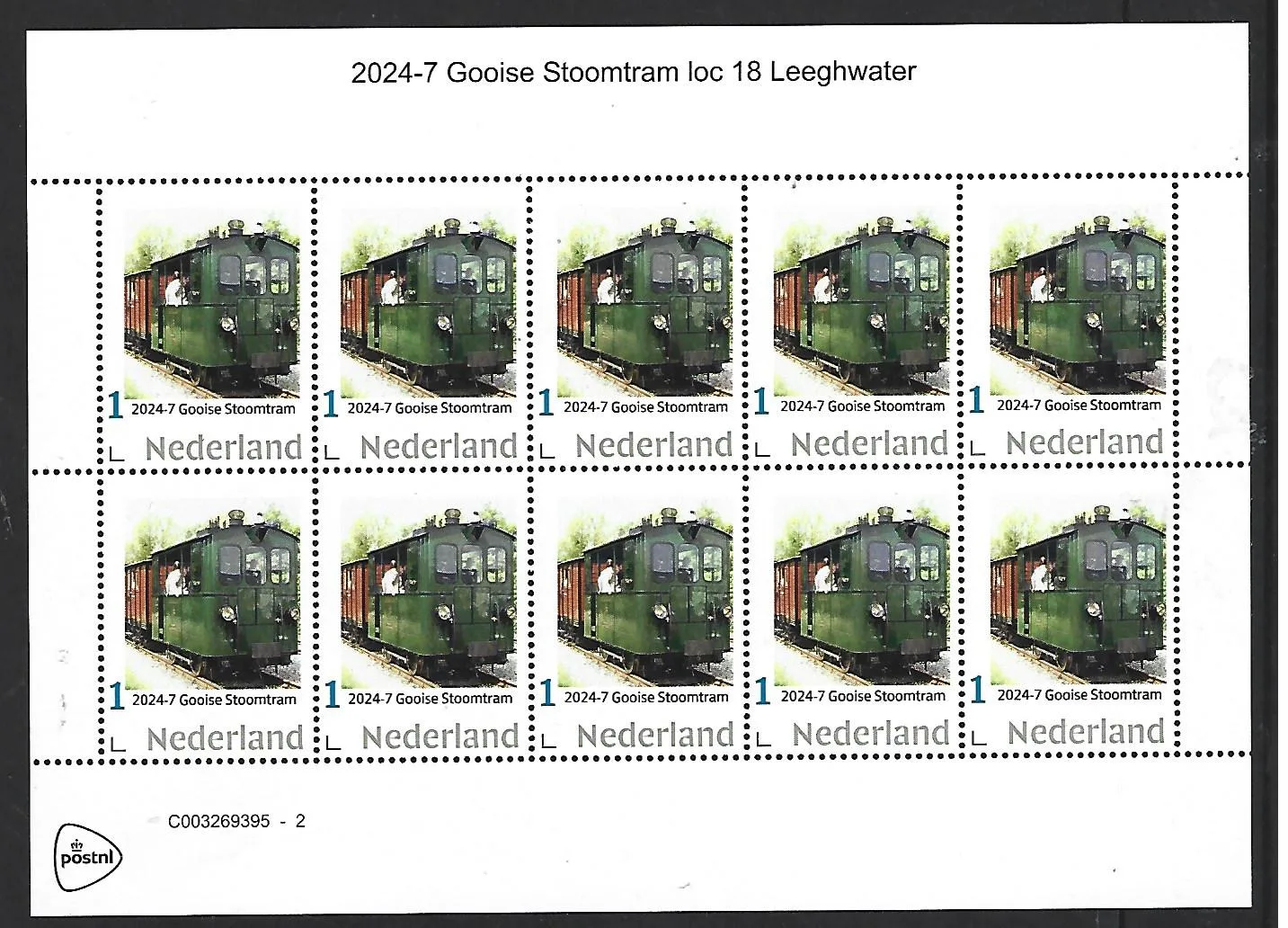 Nederland 2024-7 Tram; Gooise Stoomtram loc18 Leeghwater sheetlet postfris/mnh