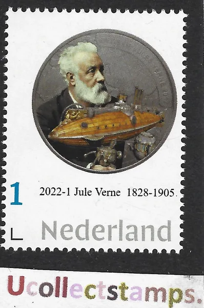 Netherlands 2022-1 Jules Verne 1828-1905 coin on stamp MNH/never hinged
