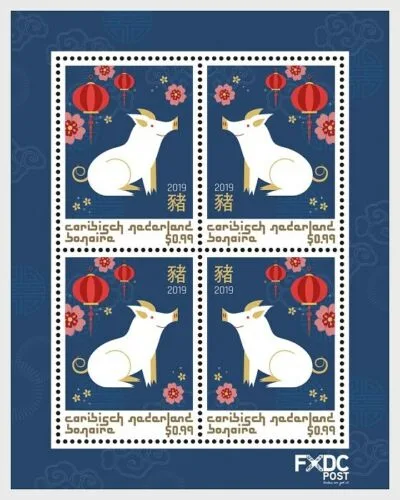 Caribbean Netherlands Bonaire 2019 Year of the Pig sheetlet MNH