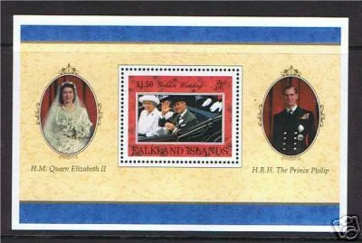 697 b17 Falkland 1997 50yr Wedding Queen Elisabeth II - Prince Philip block-m/s MNH