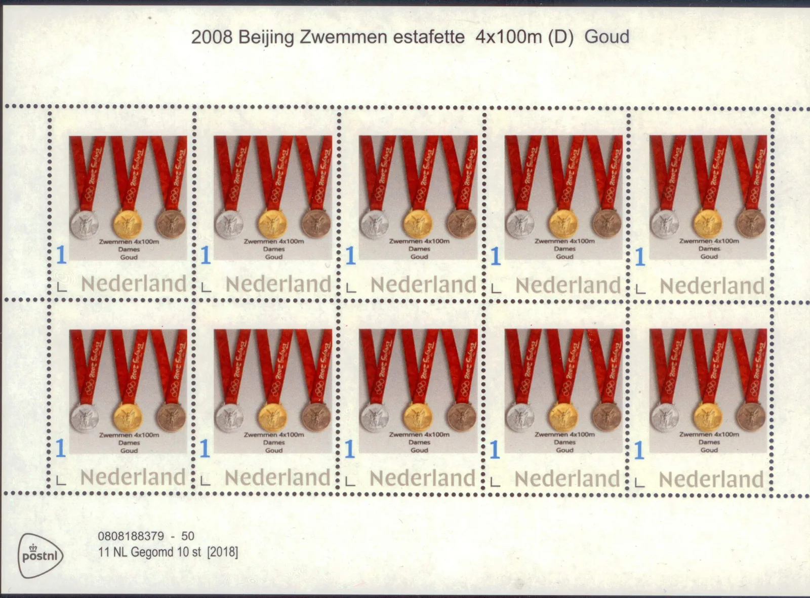 Niederlande 2008-5 Olympiade Peking Leichtathletik 4x100m D Sheetlet postfrisch/mnh