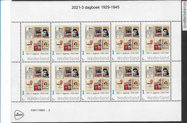 Nederland 2021-3 Anne Frank 1929-1945 WWII vel-sheetlet postfris/mnh