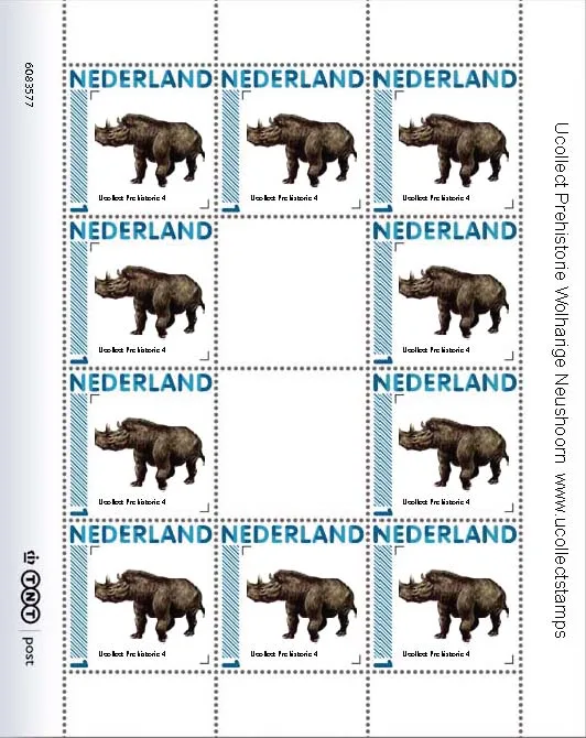 Ucollect Prehistory no. 4 WOOLLY RHINOCEROS SHEET unmounted MNH