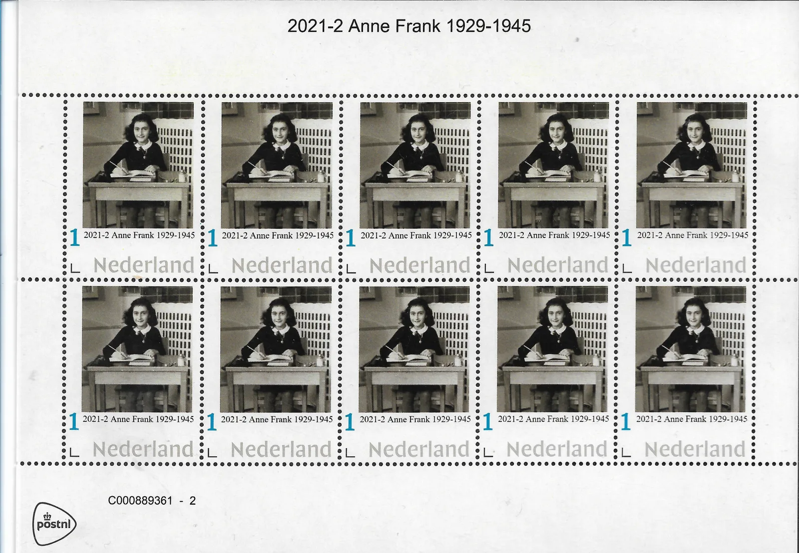 Pays-Bas 2021-2 Anne Frank 1929-1945 WWII feuille neuf/mnh