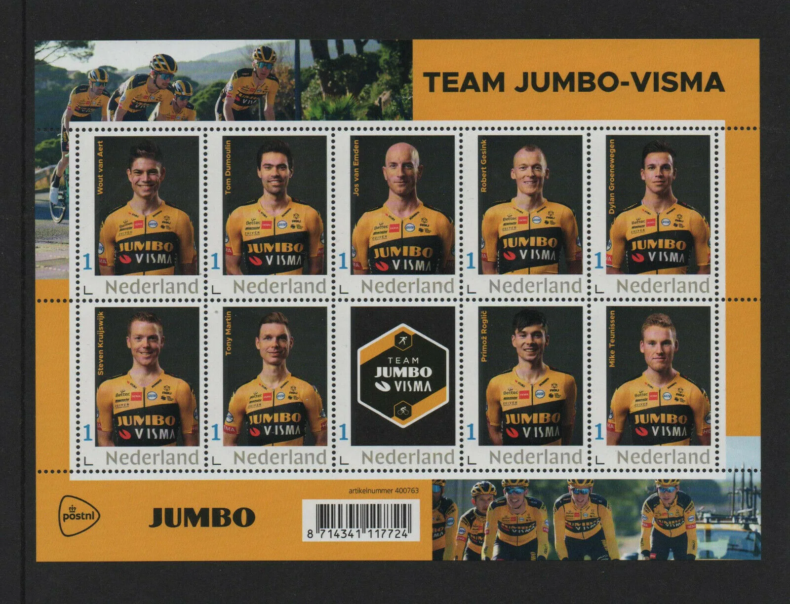Niederlande 2020 Radsport Cycling Team Jumbo Visma vel-sheetlet postfrisch