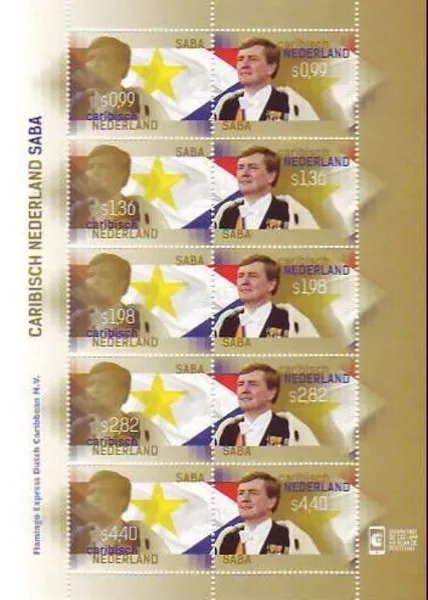 Caribbean Netherlands 2015 Coronation Stamps 59-68 Saba souvenir sheet MNH