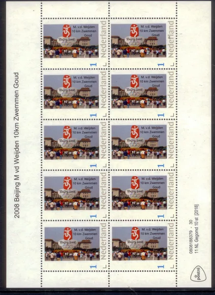 Netherlands 2008-3 Olympics Beijing Swimming de Weyden 10km sheetlet MNH