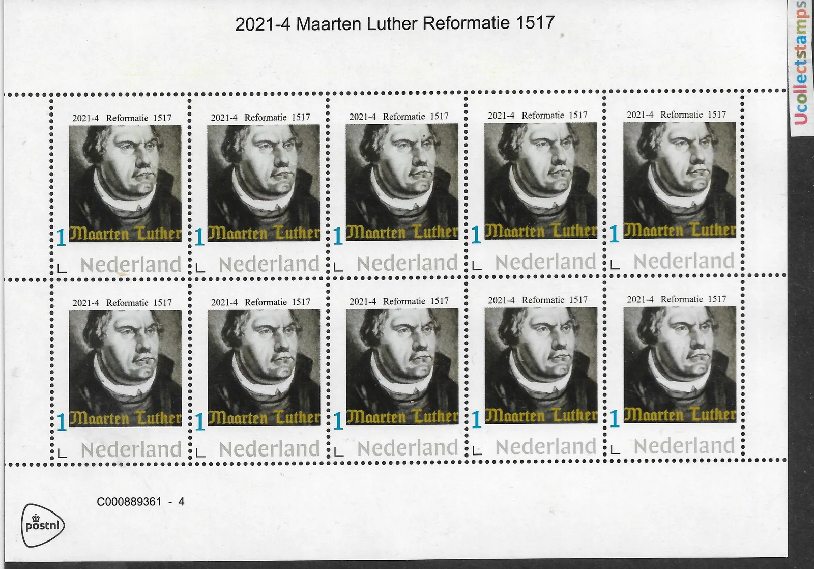 Pays-Bas 2021-4 Martin Luther Réforme 1517 FEUILLE postfris/mnh