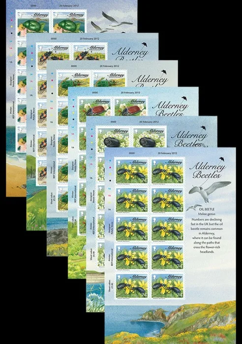 Alderney 2013 Beetles velletjes/sheelets postfris/mnh