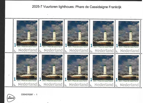 Nederland 2025-7 Vuurtoren lighthouse: Phare Cassidaigne sheet postfris/mnh
