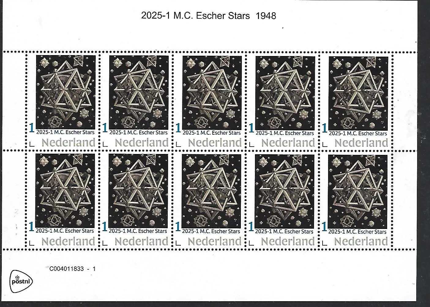 Nederland 2025-1a MC Escher Stars 1948 sheetlet postfris/mnh