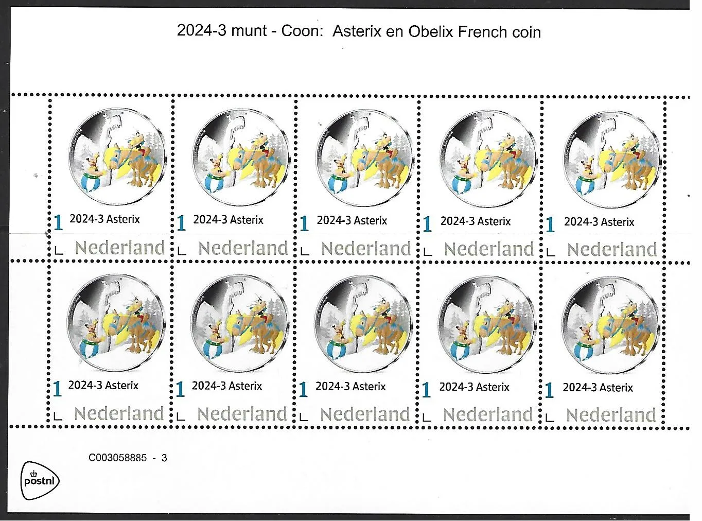 Niederlande 2024-3 Münze Coin: Asterix und Obelix französisches Sheetlet-Münzblatt