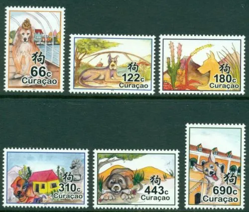 Curacao 2018 Chinees nieuwjaar jr vd Hond yr of the dog 375-380 postfris/mnh