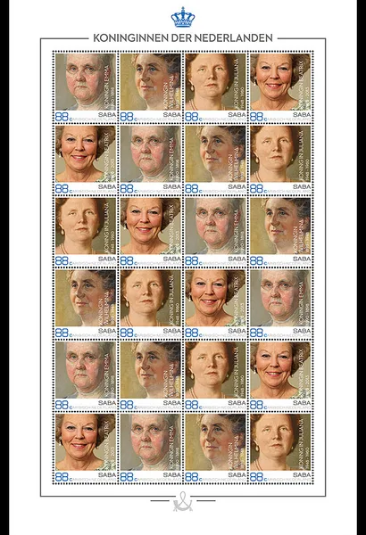 Caribbean Netherlands 2016 SABA Royalty queens of the Netherlands sheetlet MNH
