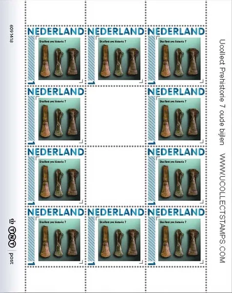 NETHERLANDS 2011 UCOLLECT PREHISTORY 7 AXES SHEETLET MNH
