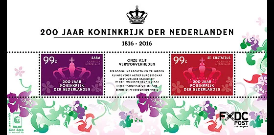 Caribbean Netherlands Saba-St Eustatius 2016 200 years kingdom 92 block MNH
