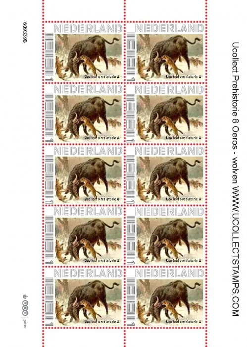 PAYS-BAS 2012 UCOLLECT PRÉHISTOIRE 8 AUROCH FEUILLE/BLOC NEUF