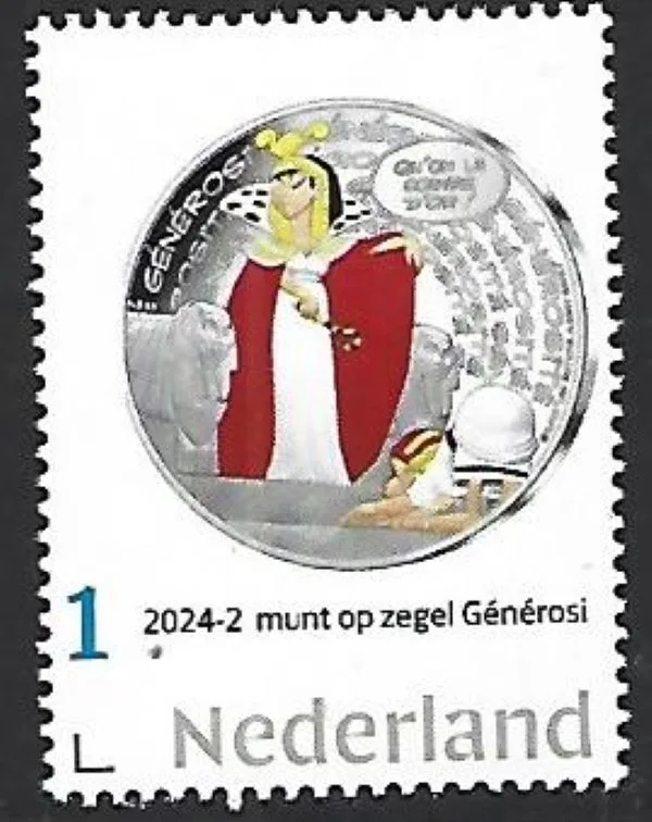 Niederlande 2024-2 Münze auf Briefmarke Asterix postfrisch/mnh