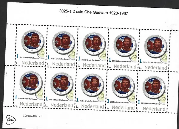 Netherlands 2025-1 Che Guevara coin on stamp sheetlet MNH