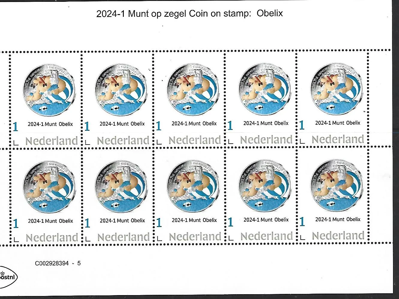 Niederlande 2024-1 Münze - Asterix Briefmarkenblatt postfrisch/ungebraucht