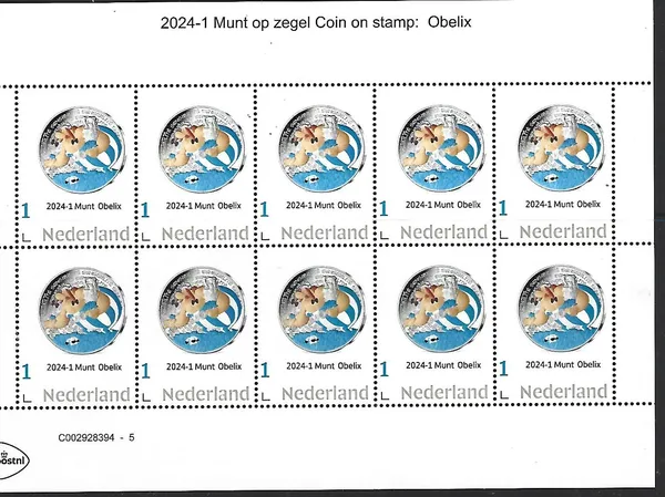 Nederland 2024-1 munt - coin on stamp Asterix vel-sheetlet postfris/mnh