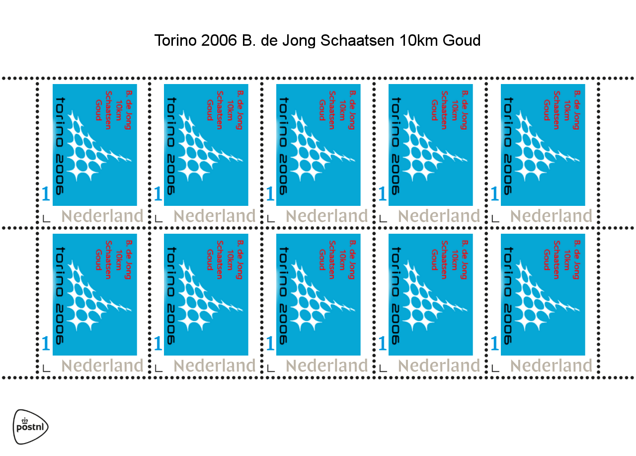 Pays-Bas 2006-3 Jeux olympiques Turin patinage Bob de Jong 10km feuille postfris/mnh
