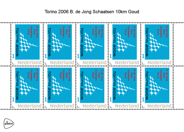 Nederland 2006-3 Olympics Torino schaatsen Bob de Jong 10km vel postfris/mnh