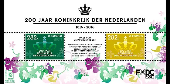 Caribbean Netherlands St Eustatius 2016 200yr Kingdom 95 block-m/s MNH