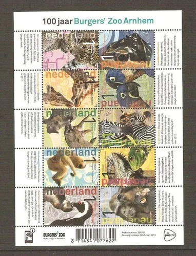 Netherlands V3028-3037 100 years Burger Zoo sheet/sheetlet 2013 MNH