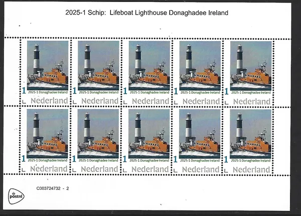 Nederland 2025-1 Schip Lifeboat Lighthouse Danagadhee Irland sheetlet postfris/mnh