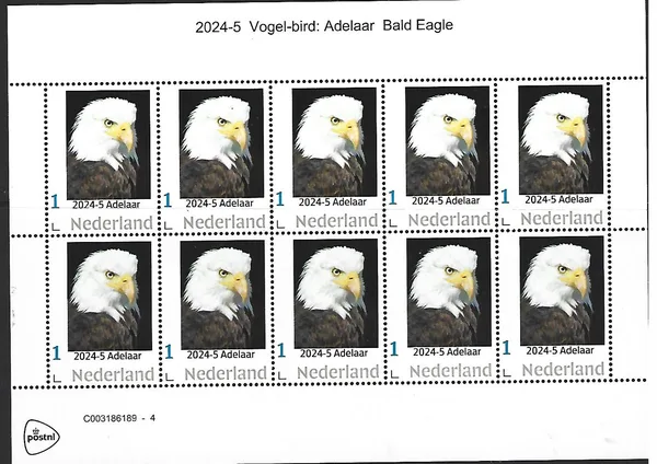 Netherlands 2024-5 Bird: Bald Eagle sheetlet MNH