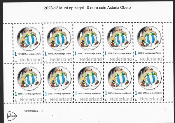 Nederland 2023-12 munt - coin on stamp Asterix vel-sheetlet postfris/mnh