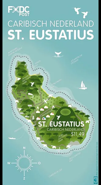 Caribisch Nederland 2016 St Eustatius landkaart - map vel-sheetlet postfris