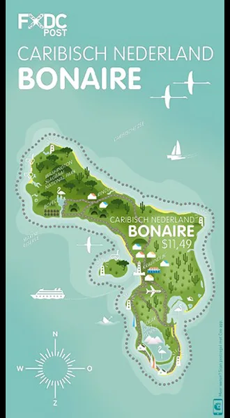 Caribisch Nederland 2016 bonaire landkaart - map vel-sheetlet postfris