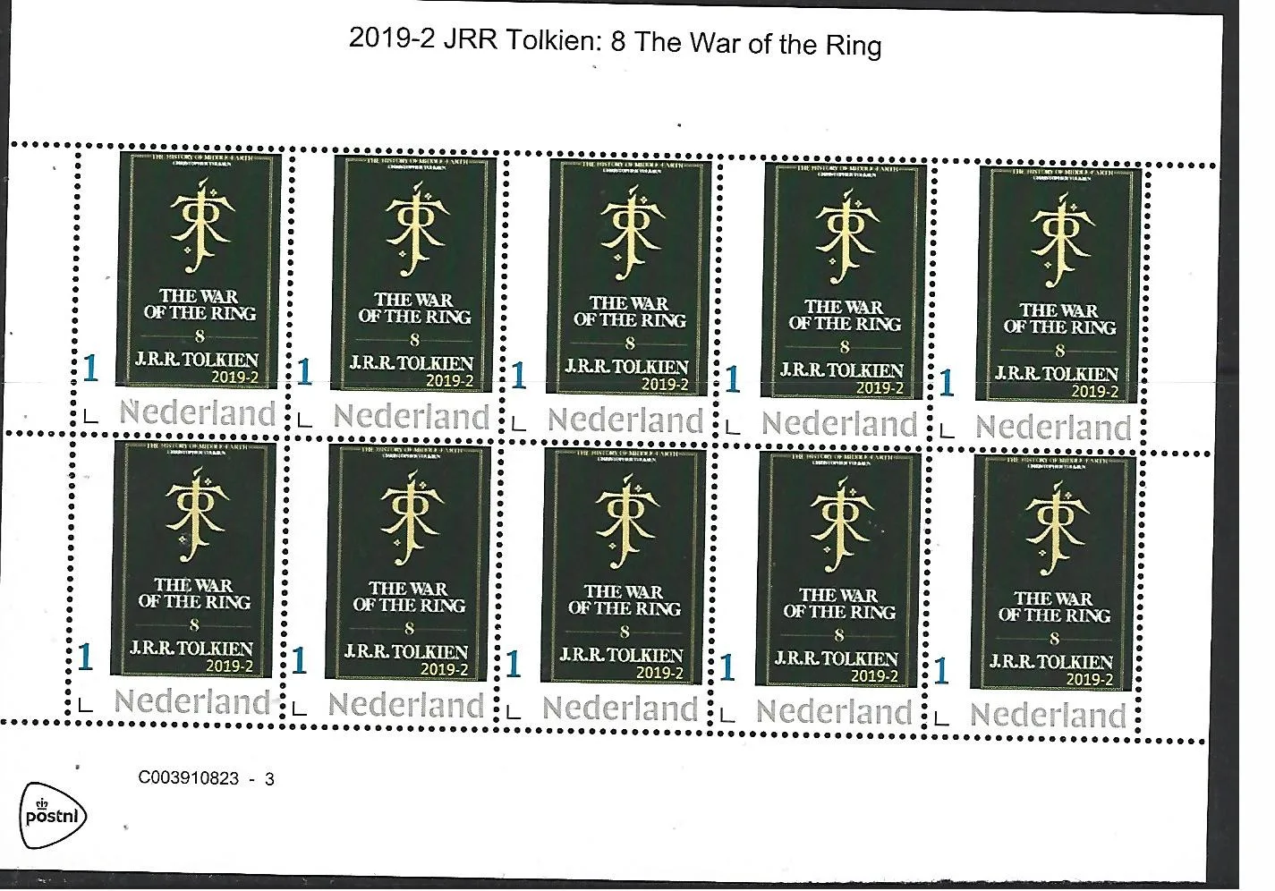 Niederlande 2019-2 JRR Tolkien Krieg der Ringe-Blockmarke postfrisch/mnh