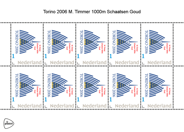 Nederland 2006-1 Olympics Torino schaatsen M Timmer 1000m vel postfris/mnh