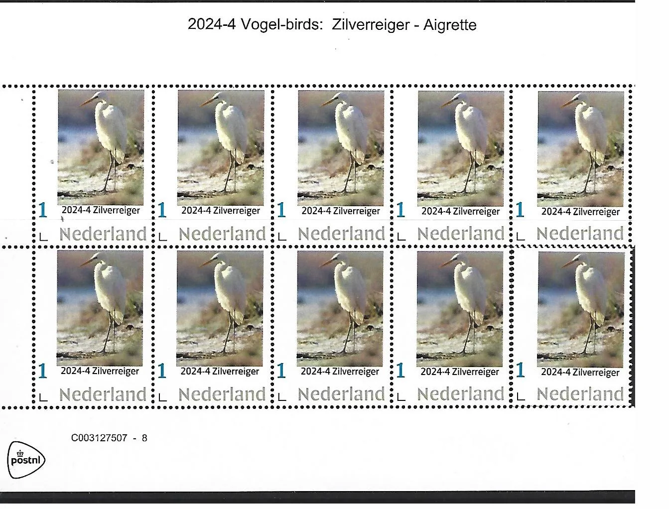 Pays-Bas 2024-4 Oiseau Héron cendré bloc-feuillet neuf//mnh
