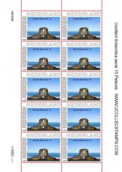 NETHERLANDS UCOLLECT ANTARCTICA 13 FUR SEALS SHEETLET MNH 2012