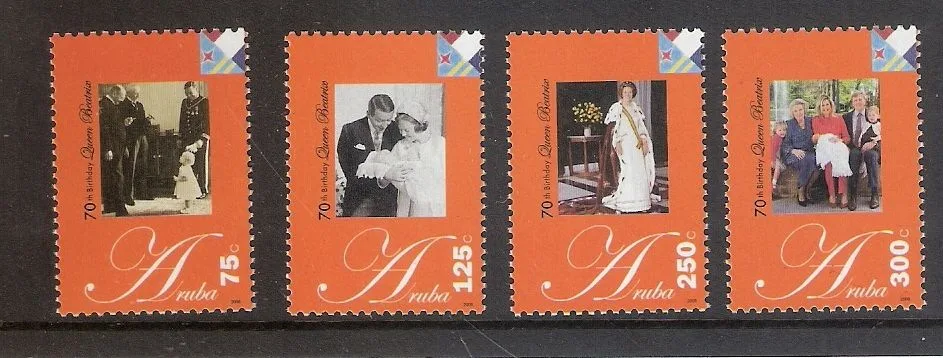 Aruba 388-391 70e verjaardag Koningin Beatrix 2008