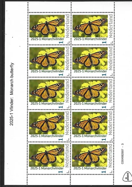 Netherlands 2025-1 Butterfly: Monarch Butterfly sheetlet MNH