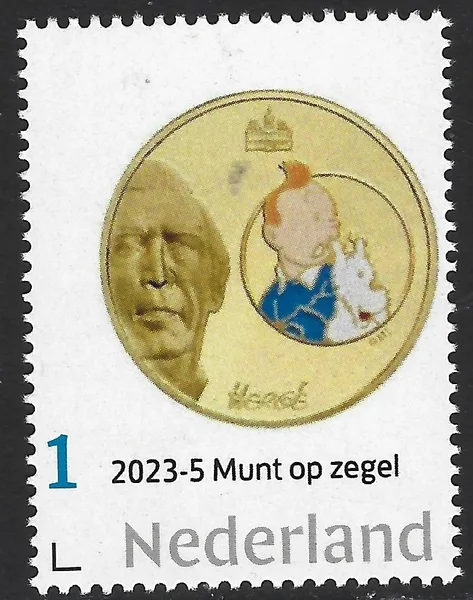 Nederland 2023-5 Munt op zegel Kuifje TinTin postfris/mnh