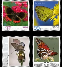 Caribbean Netherlands 2017 Saba butterflies postage fresh