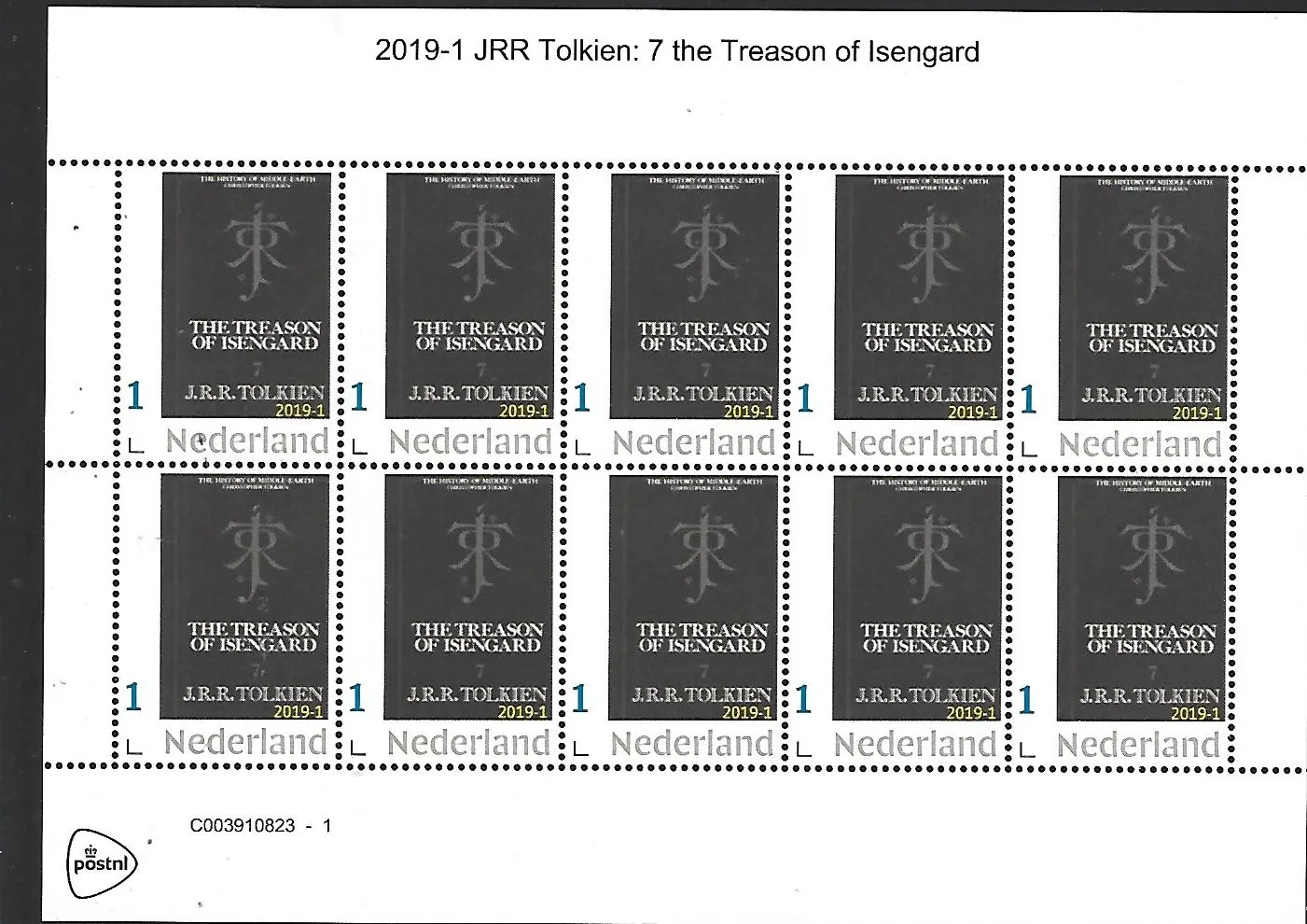 Pays-Bas 2019-1 JRR Tolkien Trahison d'Isengard feuille neuf/mnh