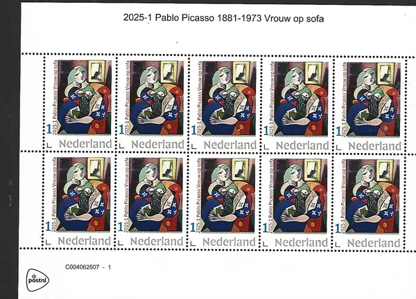 Nederland 2025-1 Pablo Picasso Woman on sofa sheetlet postfris/mnh