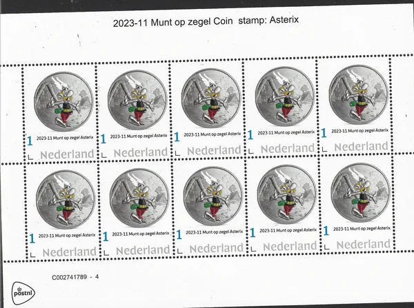 Nederland 2023-11 munt - coin on stamp Asterix vel-sheetlet postfris/mnh