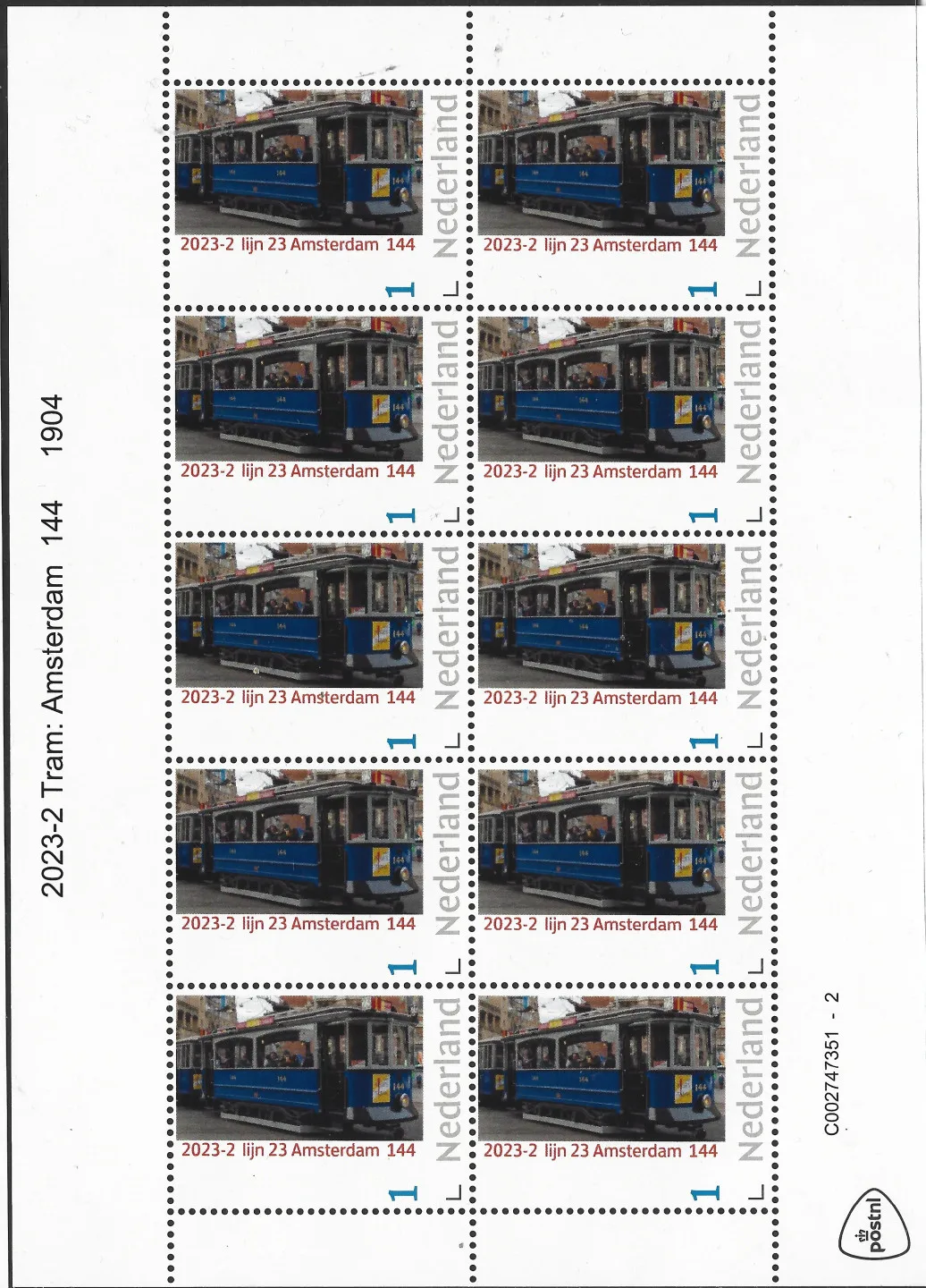 Niederlande 2023-2 Tram; Amsterdam 144 Markenheftchen postfrisch/mnh